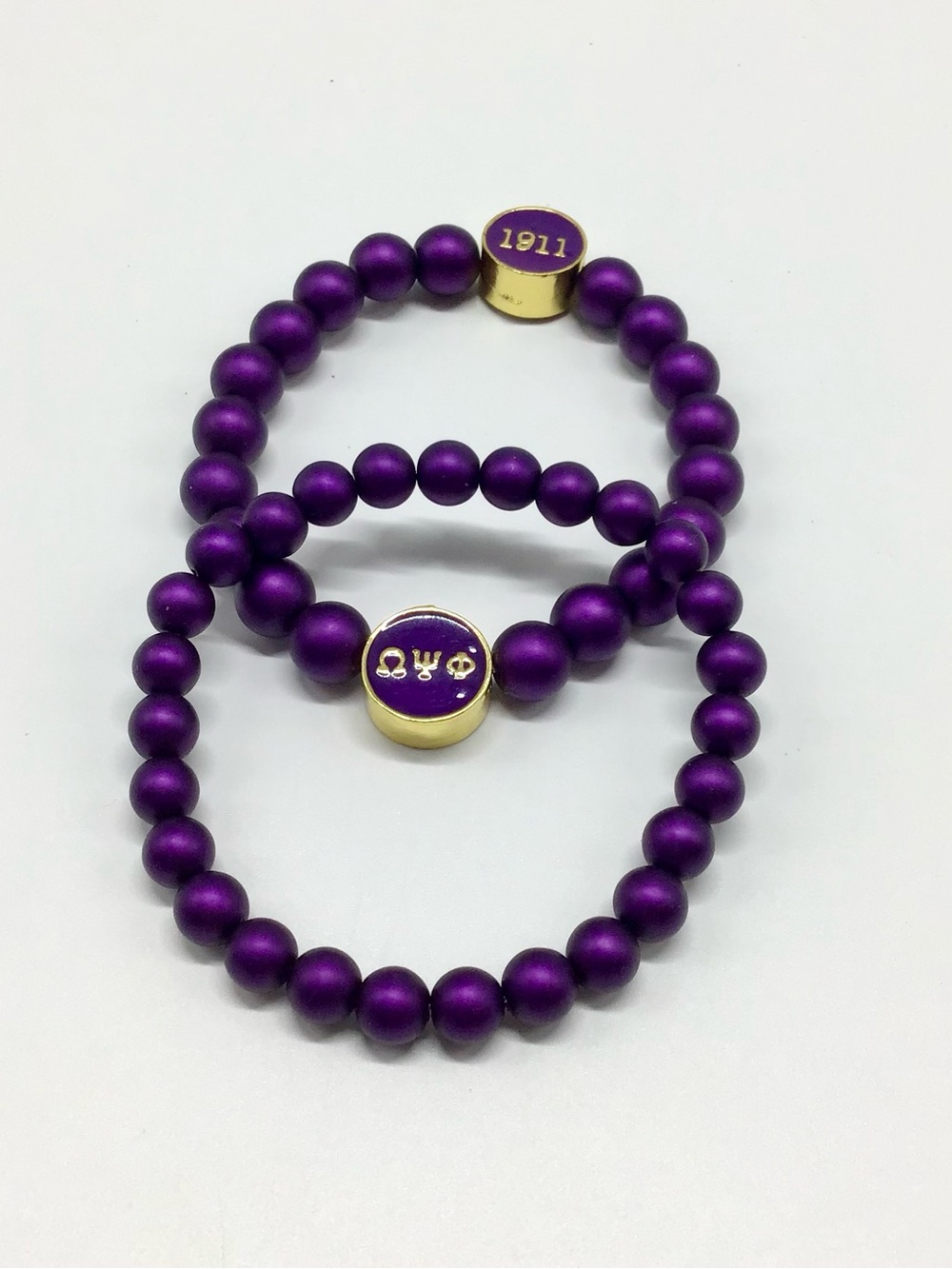 Omega Psi Phi Purple Beaded Stackable Bracelets